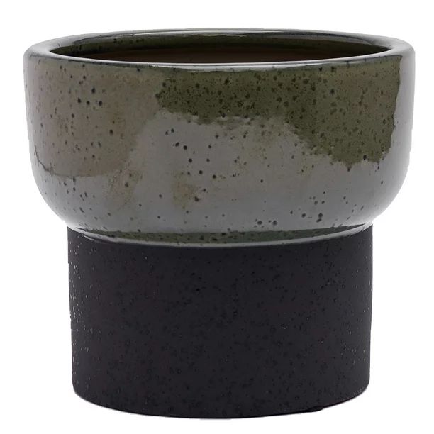 Better Homes & Gardens Pottery 12" Trapani Round Ceramic Planter, Green Black | Walmart (US)