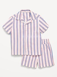 Short-Sleeve Striped Poplin Shirt and Shorts Set for Toddler Boys | Old Navy (US)