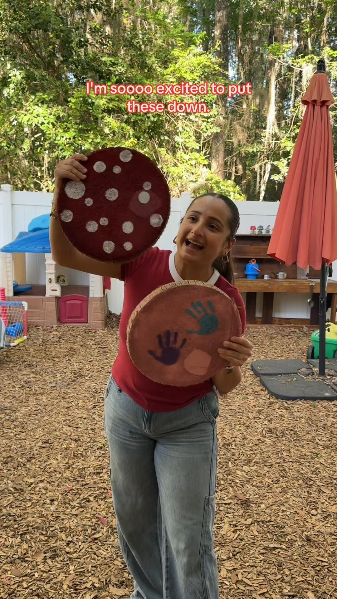 Adding whimsy to our backyard with these DIY stepping stones made from cut logs 🍄
 #backyardvibes #toddlermom #whimsy #backyardideas

#LTKmomlife #LTKKids #LTKHome