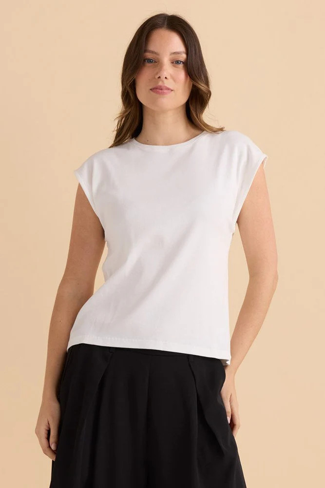 Cuff Rib Tee - White | Betty Basics (AU, NZ)