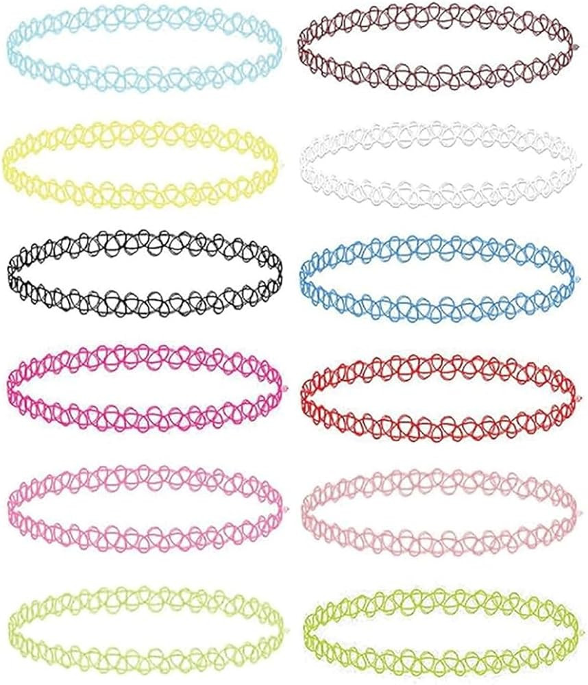 BodyJ4You Tattoo Choker Necklace 90s Accessories Y2K Fashion Goth Elastic Necklace | Amazon (US)