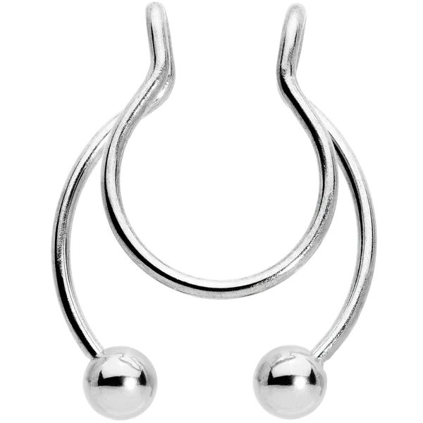 Clip On Horseshoe Circular Barbell Nipple Ear Septum Ring | Body Candy