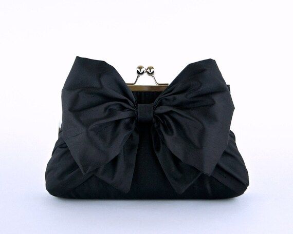 Silk Bow Clutch in Black, wedding clutch, wedding bag, bridesmaid clutch, Bridal clutch | Etsy (UK)