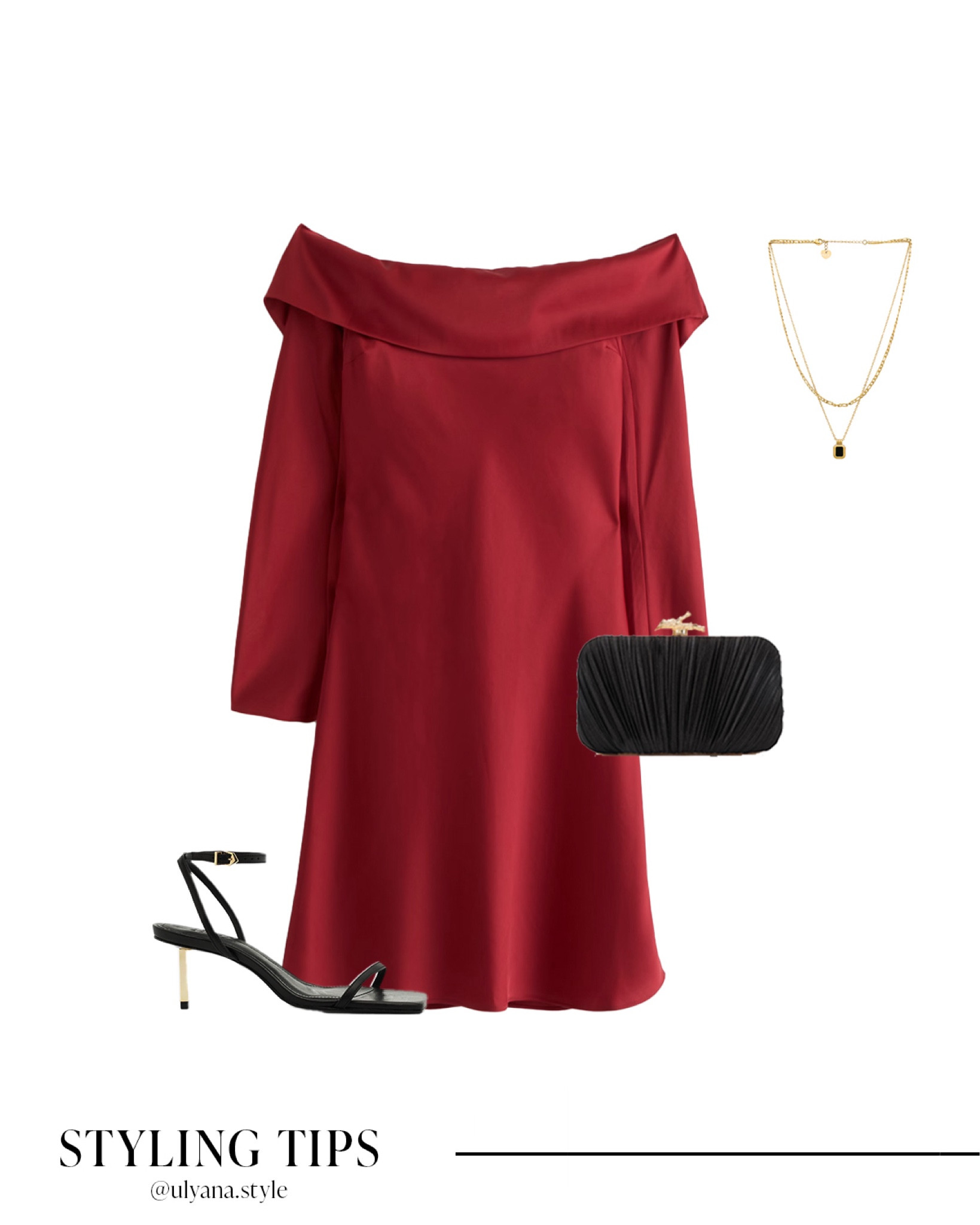 Steal the spotlight this season in an off-the-shoulder red satin mini dress paired with black heels, a black clutch, and stacked necklaces. Perfect for holiday parties, date nights, or a glam night out! ❤️✨
.
.
.
.
Holiday outfits | holiday dress | holiday party dress | red holiday dress | party dress mini | dressy outfits | Christmas outfits | date night outfit | date night dress | holiday heels | clutch purse | clutch bag | holiday bag 

#LTKCyberWeek #LTKSeasonal #LTKHoliday #LTKU #LTKSaleAlert #LTKGiftGuide #LTKWorkwear #LTKTravel #LTKShoeCrush #LTKItBag #LTKWatchNow #LTKParties

#LTKFindsUnder50 #LTKStyleTip #LTKFindsUnder100