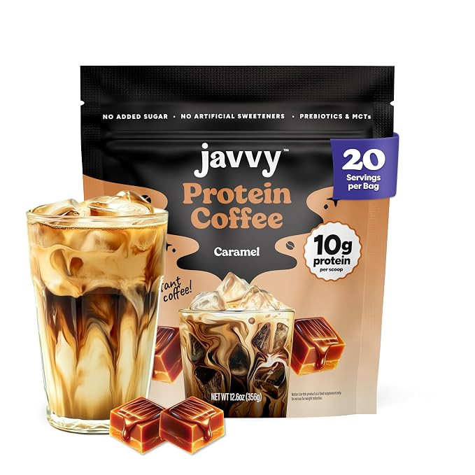 Javvy Protein Coffee for Cold Brew & Iced Coffee, Caramel Latte | 10g Whey Protein, 100% Natural ... | Amazon (US)