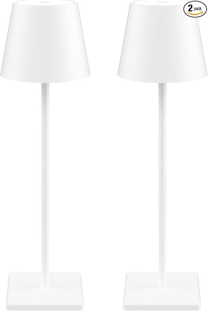 2 Pack White Cordless Table Lamp,5500mAh Battery Powered Table Lamp,3W Touch Rechargeable Battery... | Amazon (US)