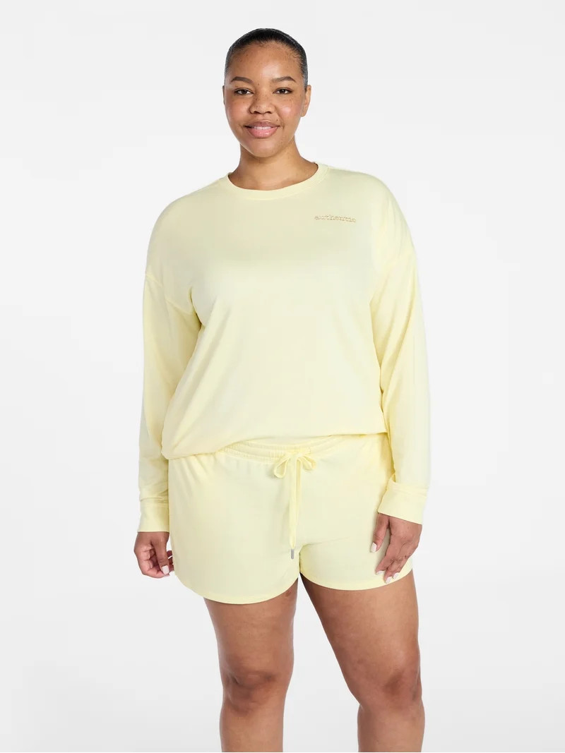 Joyspun Women's French Terry Knit Lounge Sleep Shorts, 3” Inseam, Sizes XS-3X | Walmart (US)