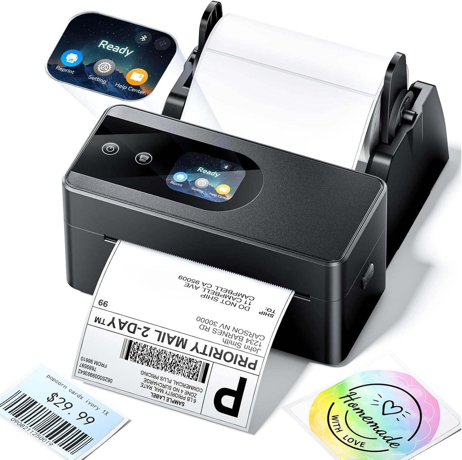 Phomemo - PM64D 4x6'' Wireless Thermal Label Printer With Touch Screen for Shipping Labels and Package Labels - Black | Best Buy U.S.