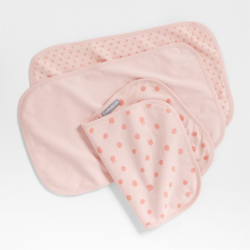 Baby's First Organic Jersey Pink Baby Burp Cloths, Set of 3 + Reviews | Crate & Kids | Crate & Barrel