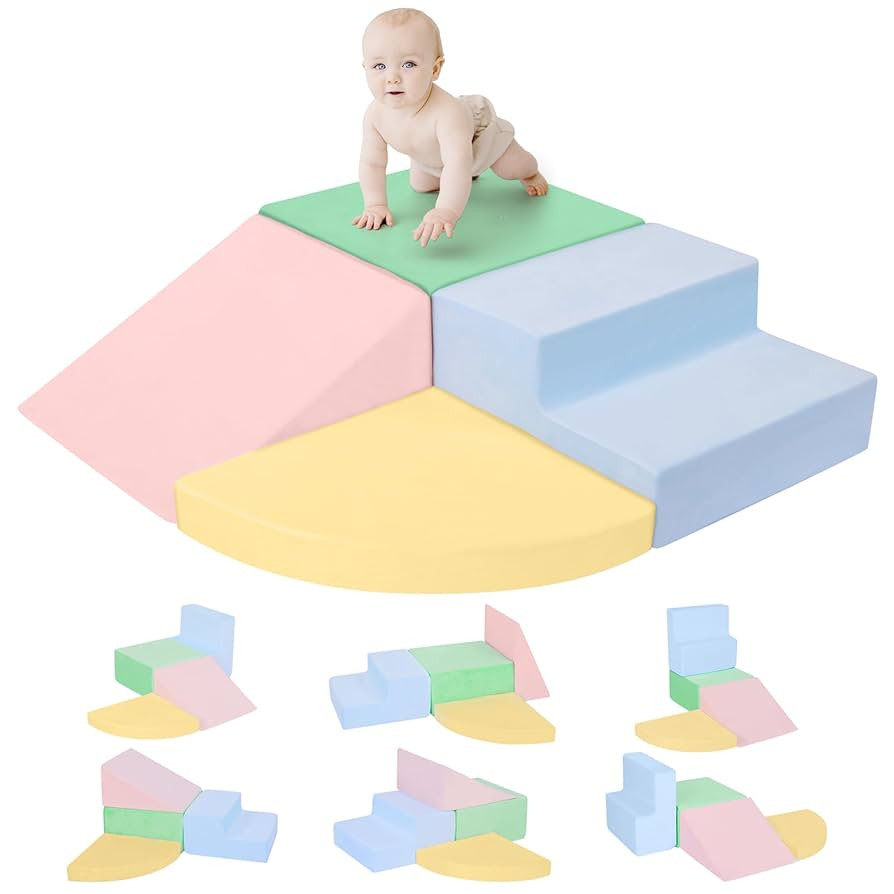 Climbing Toys for Toddlers 1-3 Inside, Baby Foam Climbing Blocks for Toddlers, 4-Piece Soft Play ... | Amazon (US)