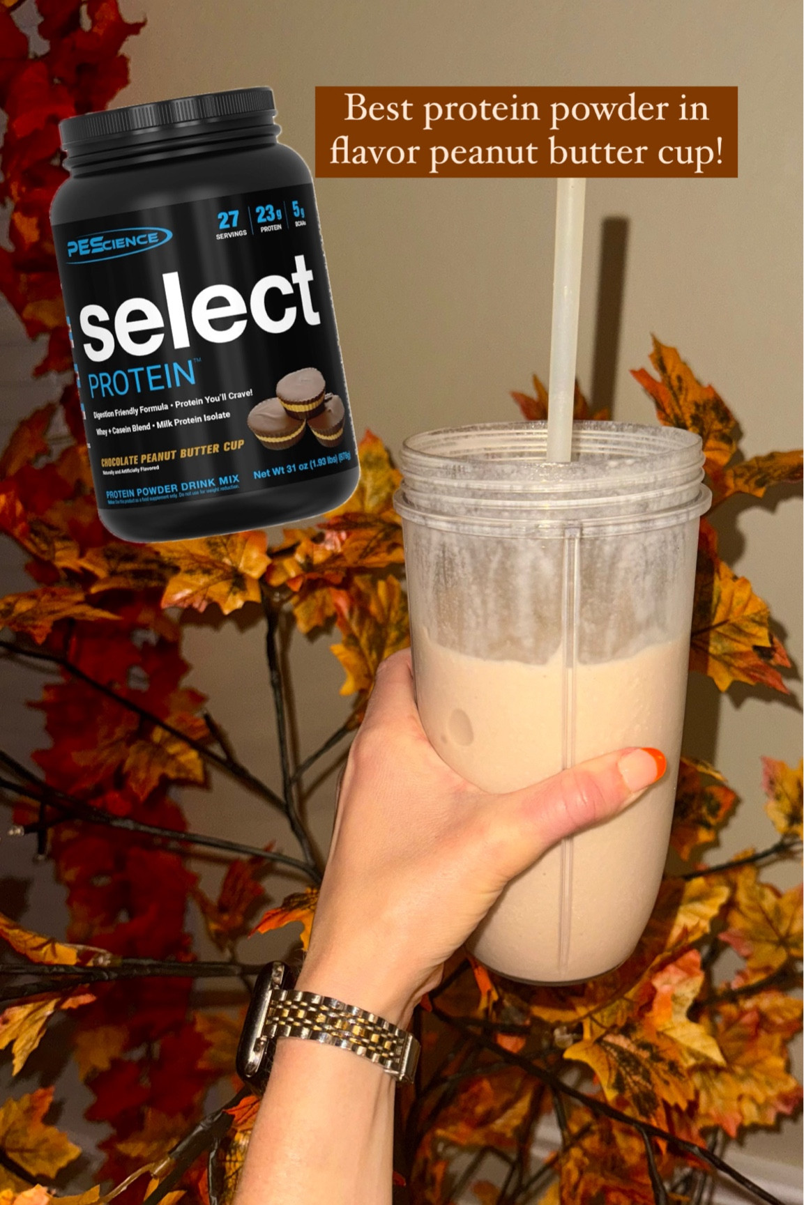 Protein powder. Post workout smoothie. Protein. Peanut butter cup protein. Smoothie. Fitness. Workout. Health supplements. 

#LTKActive #LTKFitness