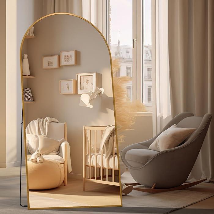 Arched Full Length Mirror, 76x37 Oversized Floor Mirror with Stand, Gold Mirror Full Length, Alum... | Amazon (US)