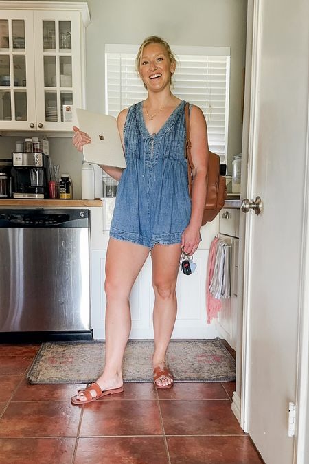 How cute is this little denim romper!? 😍 I just love all the details on this one! I grabbed mine in a S and I still have lots of room! Just be careful because it is on the short side! At 5’4, I will not be bending over in this one LOL

#LTKTravel #LTKMidsize #LTKFindsUnder100