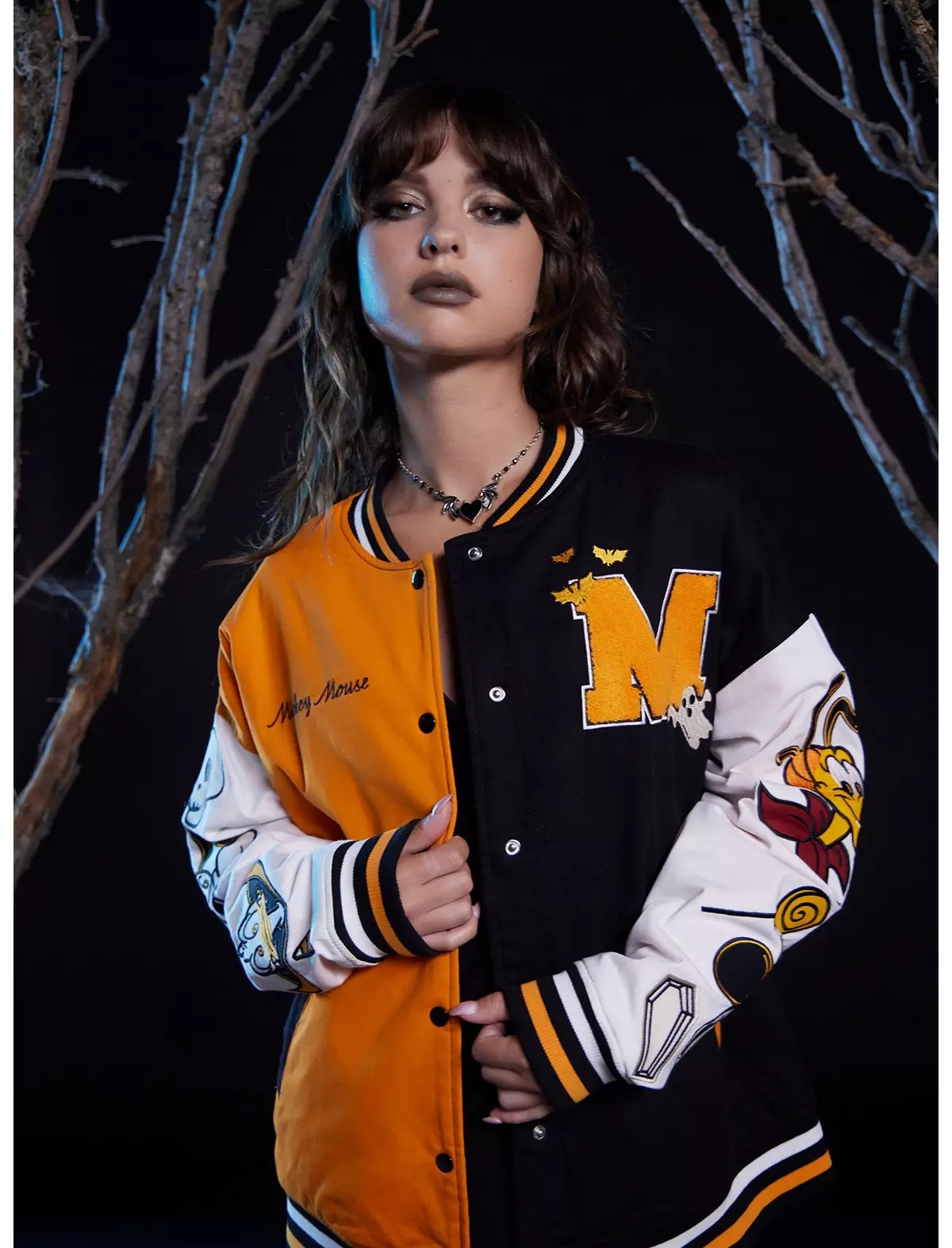 Her Universe Disney Halloween Split Girls Varsity Jacket | Hot Topic