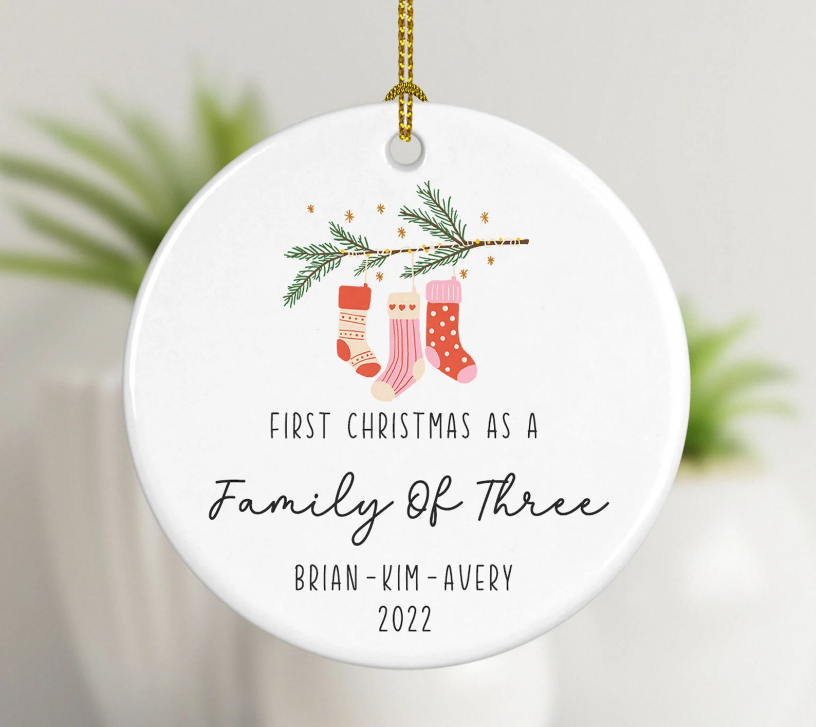 Family of Three Christmas Ornament Personalized Family - Etsy | Etsy (US)