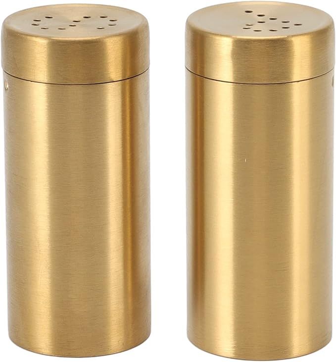 DEWIN Gold Spice Jar, 2Pcs Gold Spice Jar Stainless Steel Rustproof Screw Open Top Seasoning Shak... | Amazon (US)