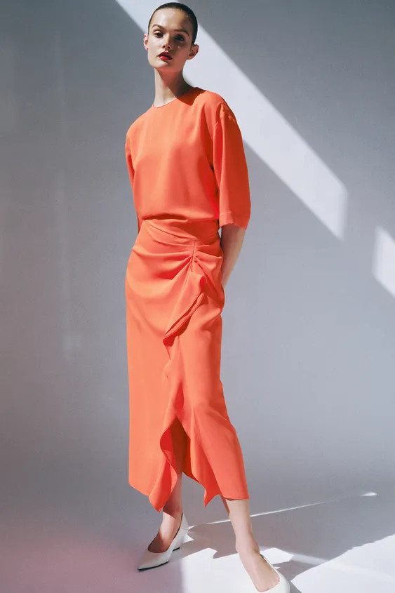 ZW COLLECTION DRAPED MIDI DRESS | Zara US
