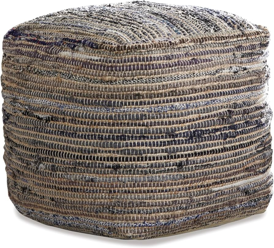 Signature Design by Ashley Absalom Hemp Pouf, 16 x 16 Inches, Multicolored | Amazon (US)