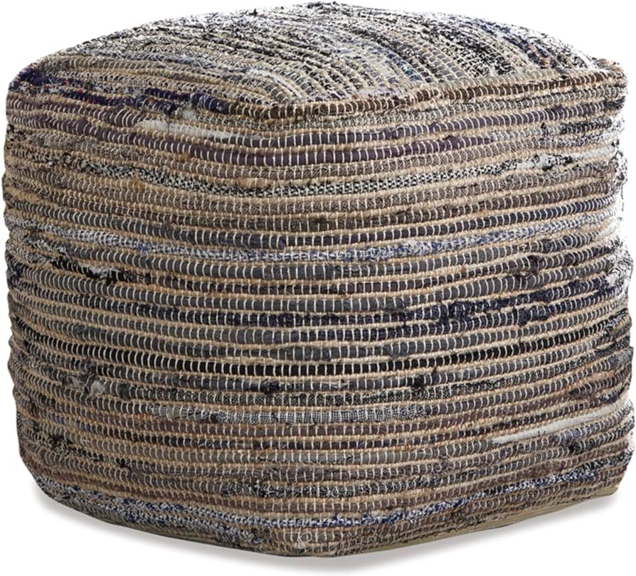 Signature Design by Ashley Absalom Hemp Pouf, 16 x 16 Inches, Multicolored | Amazon (US)