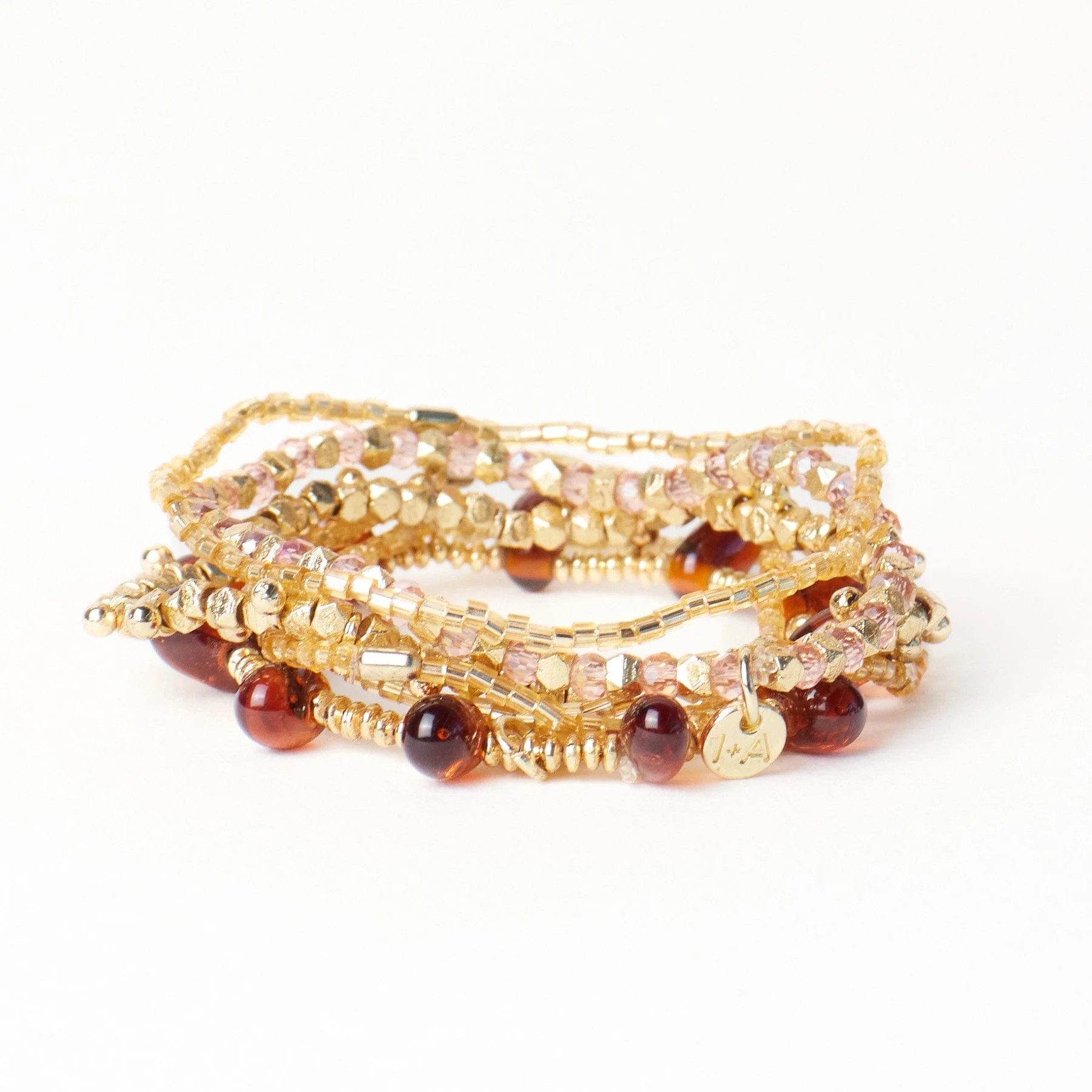 Ella Bracelet Stack of 5 Blush + Gold | INK+ALLOY