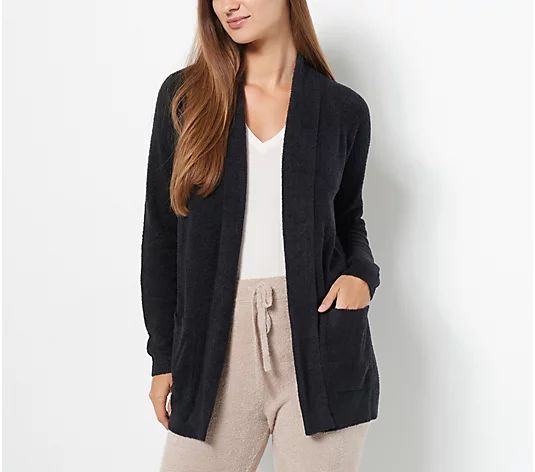 Barefoot Dreams CozyChic Lite Collared Patch Pocket Cardigan | QVC