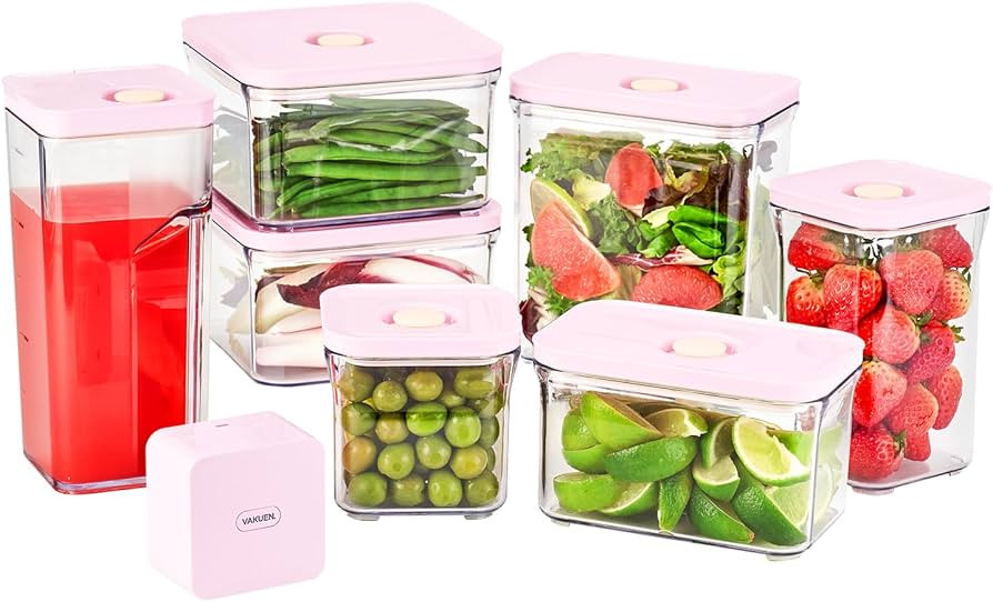 Premium Airtight Food Storage Containers ROSE 8P/SET, 6pcs Container, 1pcs Water Pitcher and Vacu... | Amazon (US)