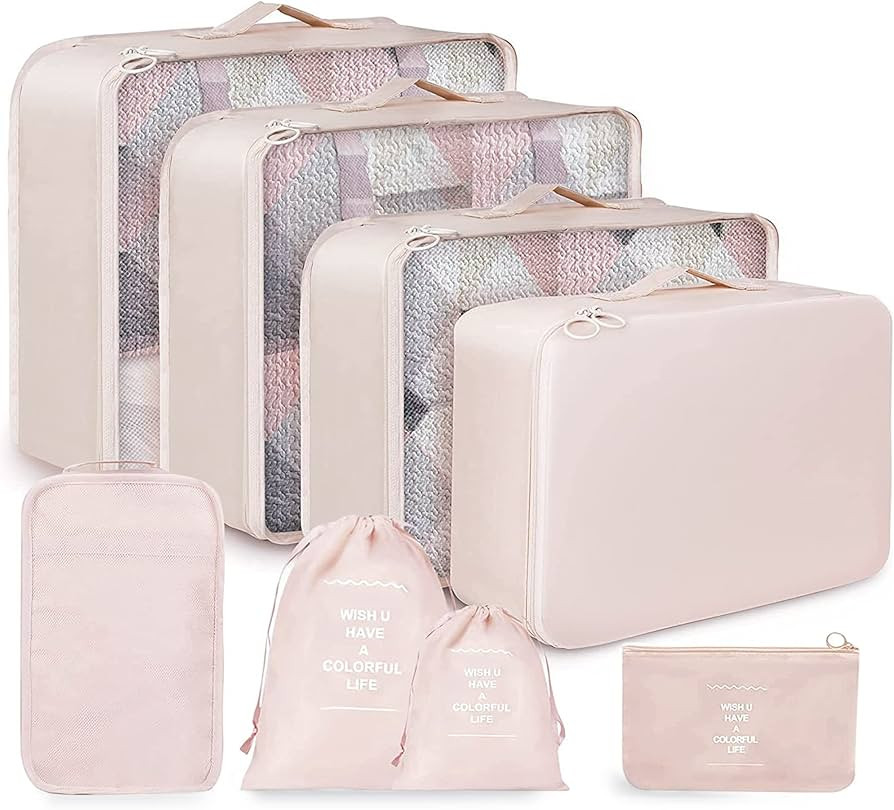 8 Set Packing Cubes for Suitcases, kingdalux Travel Luggage Packing Organizers with Laundry Bag, ... | Amazon (US)