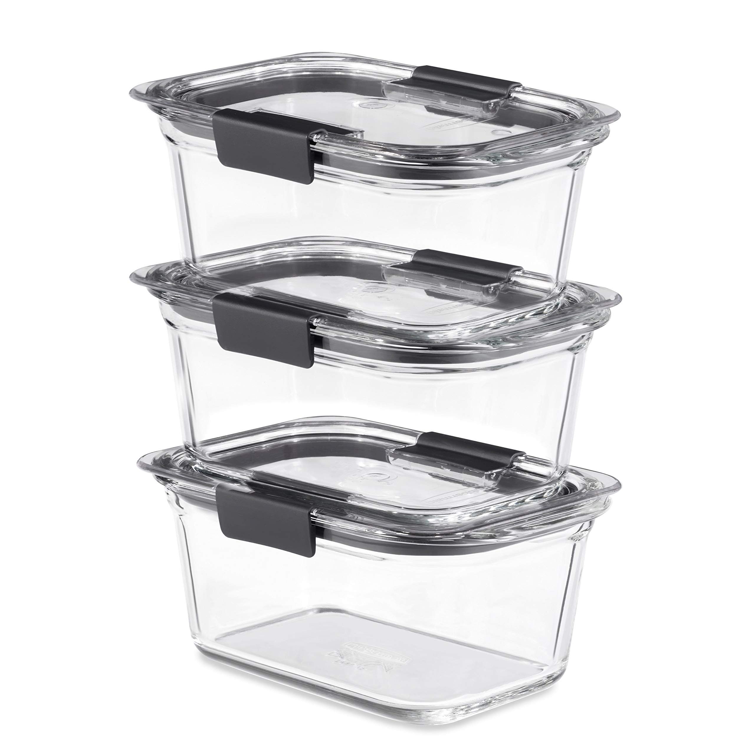 Rubbermaid Brilliance Glass Storage 4.7-Cup Food Containers with Lids Set of 3 Clear | Amazon (US)