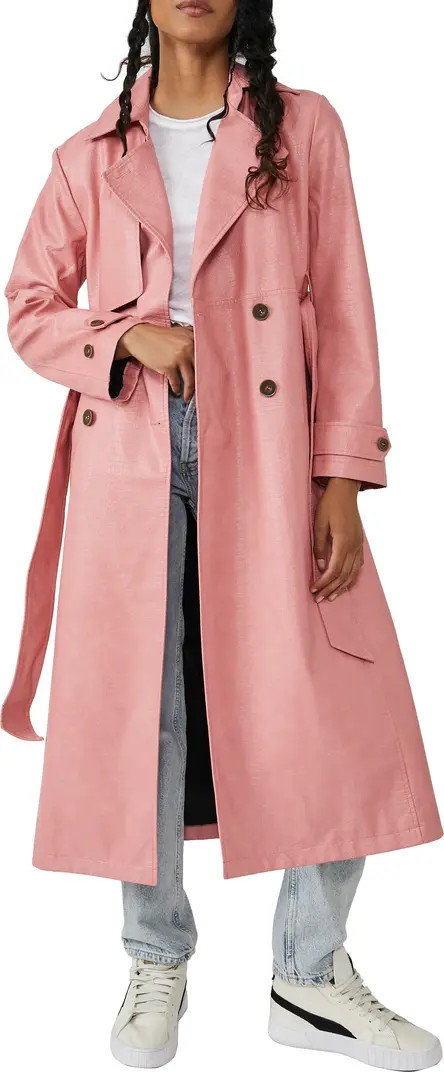 Free People Morrison Embossed Faux Leather Trench Coat | Nordstrom | Nordstrom