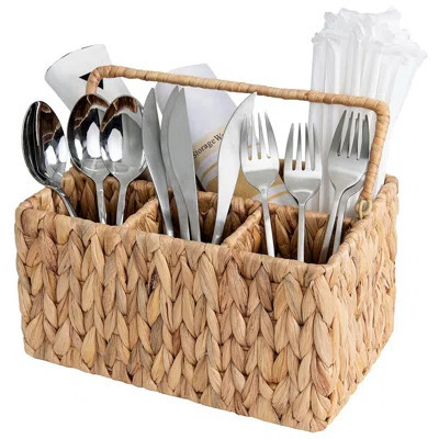 Hand-Woven Wicker Cutlery Holder with Handle, Flatware Basket Organizer | Wayfair North America