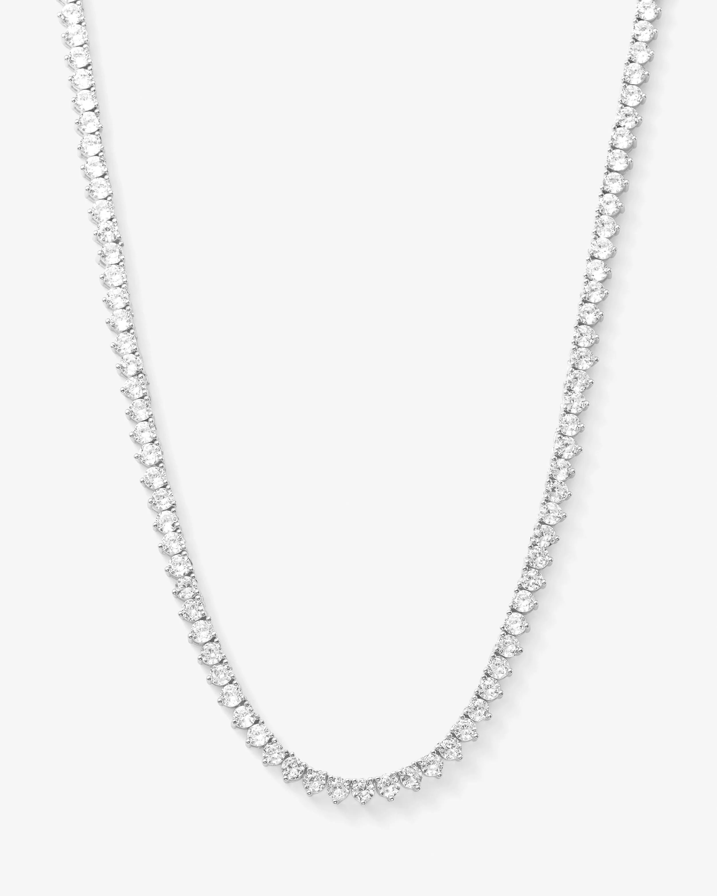 Not Your Basic Tennis Necklace 16" - Silver|White Diamondettes | Melinda Maria