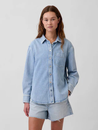 UltraSoft Denim Oversized Shirt | Gap (CA)