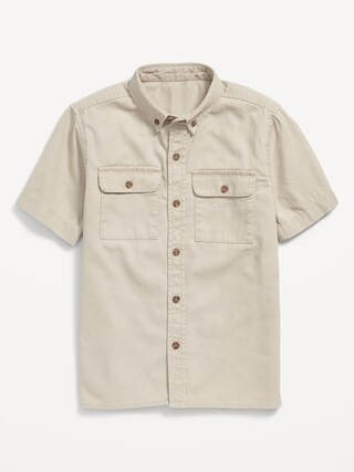 Short-Sleeve Utility Pocket Twill Shirt for Boys | Old Navy (CA)