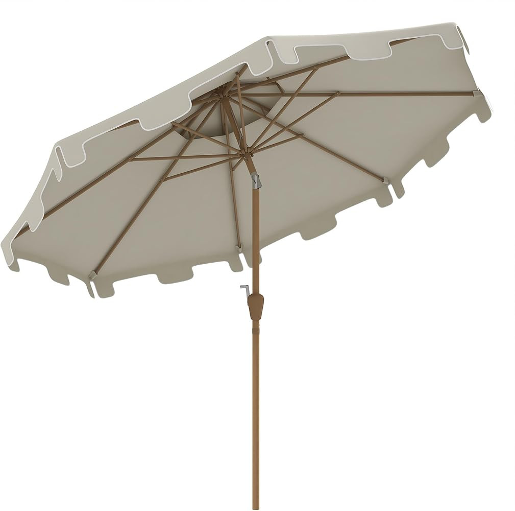 Outsunny 9' Patio Umbrella with Push Button Tilt and Crank, Double Top Ruffled Outdoor Market Tab... | Amazon (US)