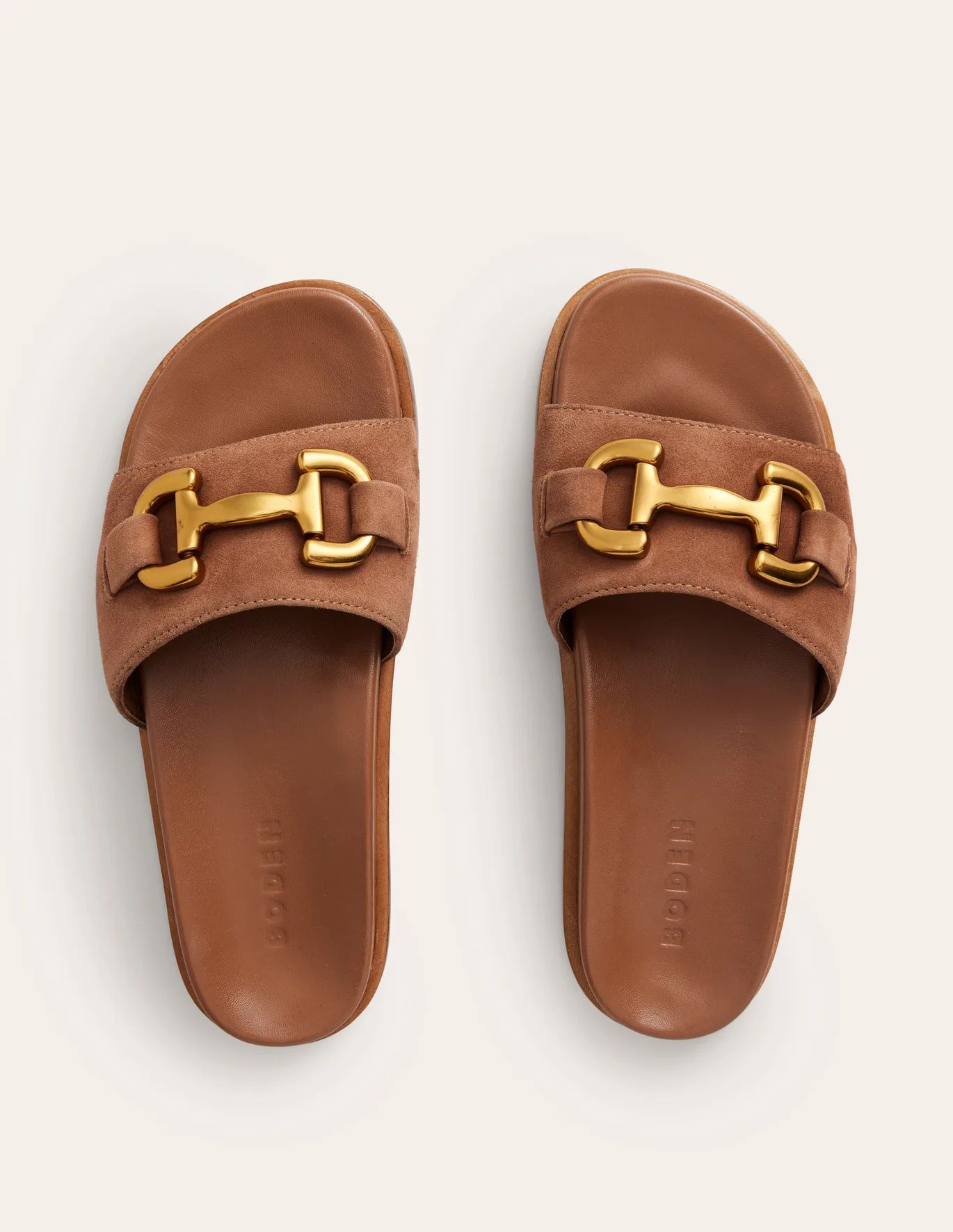 Iris Snaffle Slider Sandals - Tan Suede/ Leather | Boden US | Boden (US)