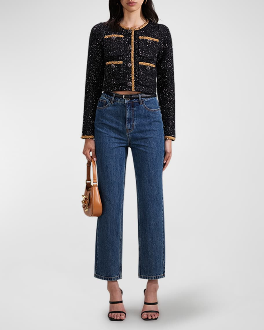 Sequined Knit Crop Cardigan | Neiman Marcus