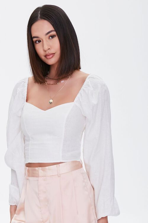 Sweetheart Peasant-Sleeve Top | Forever 21 (US)