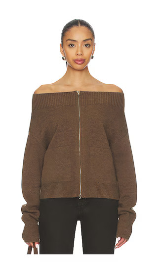 Lena Off Shoulder Sweater in Brown | Revolve Clothing (Global)