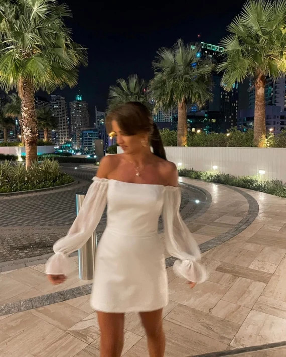 Short White Dress Short Wedding Dress White Cocktail Dress - Etsy | Etsy (US)