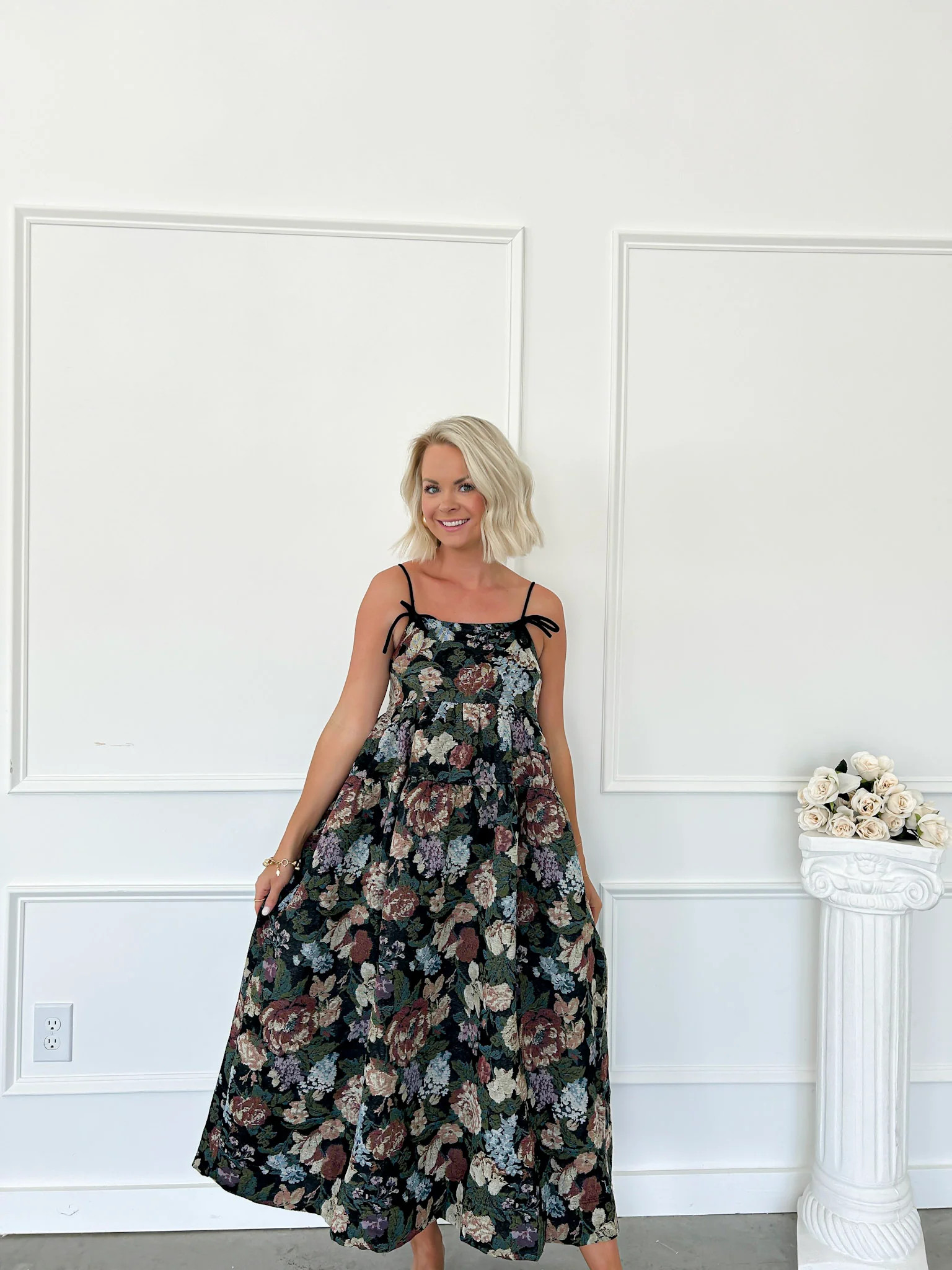 Don't Mind Me Black Floral Midi Dress FINAL SALE | Flourish in Frills