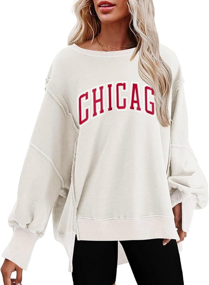 SHEWIN Sweatshirt for Women Crewneck Spring Lightweight Solid Color 2024 Fashion Warm Oversized F... | Amazon (US)