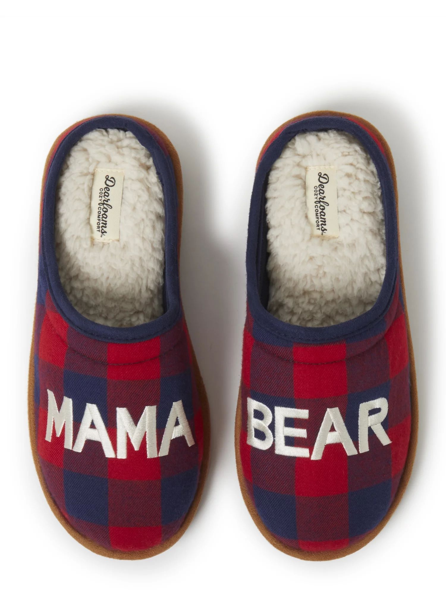 Dearfoams Cozy Comfort Mama Bear Plaid Clog Slippers - Walmart.com | Walmart (US)