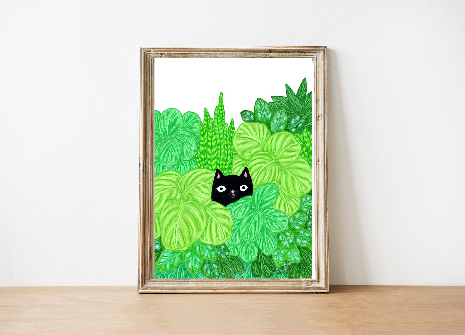 Cat Print / Cat and Houseplants Print / Houseplant Art / Cat Illustration / Black Cat Print / Hou... | Etsy (US)