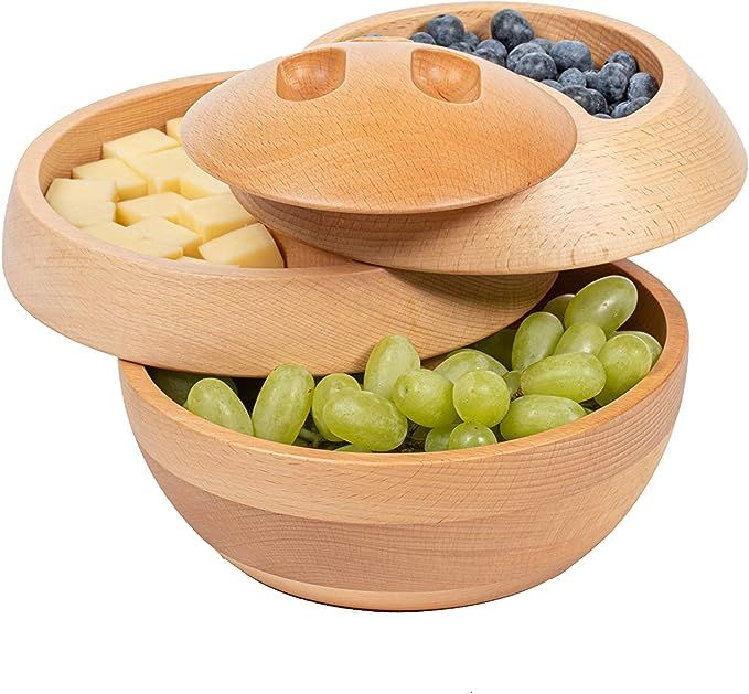 tappas All Natural Wood Container, Serving Tray, Bowls, Sustainable, Sphere, Charcuterie | Amazon (US)