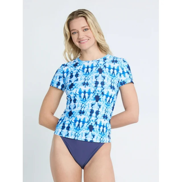 Time and Tru Women's and Women's Plus Size Rash Guard with Short Sleeves, Sizes S-2X | Walmart (US)