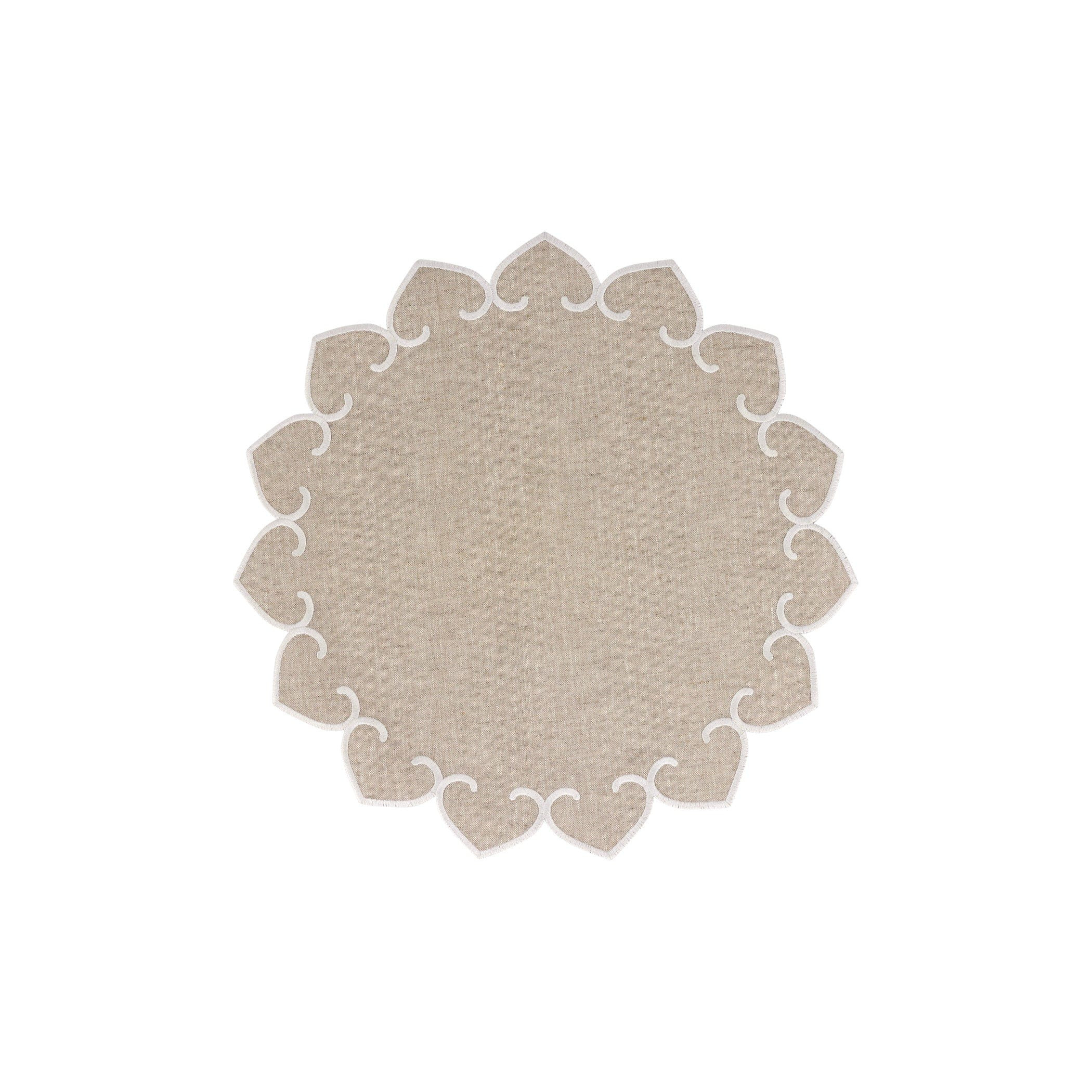 Tessuti Natural Round Placemats with White Stitching - Set of 4 | VIETRI