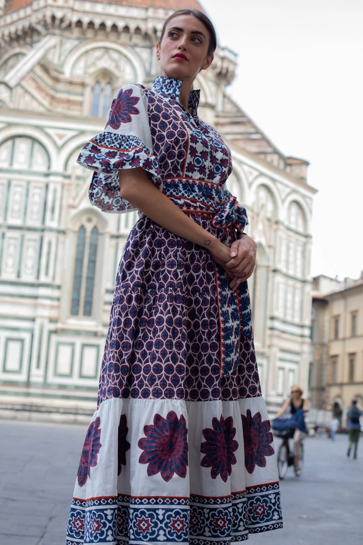 Hamilton Kaftan | Burgundy/Navy Piazza | SUE SARTOR