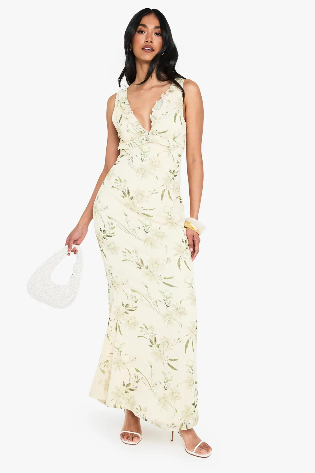 Lemon Floral Chiffon Maxi Slip Dress | Boohoo | Boohoo.com (UK & IE)