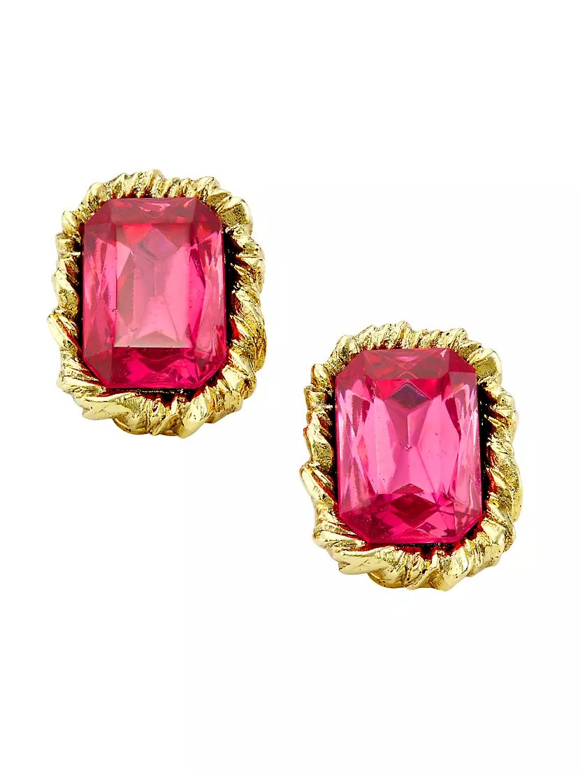 Lintzer Goldtone & Glass Crystal Stud Earrings | Saks Fifth Avenue