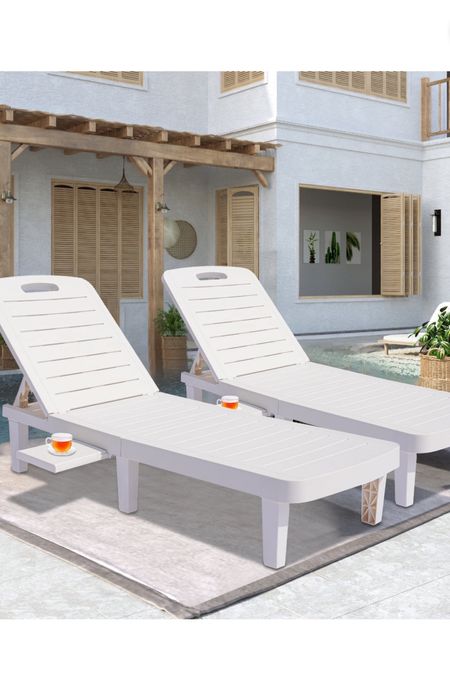Two lounge chairs for $160. White drink trays. Fade proof, weather resistant, and UV protected! I got these for summertime in our backyard 


Patio Lounge Chair Set of 2, Adjustable Chaise with Side Table, Outdoor Lounger Recliner for Poolside, Patio, Backyard, Wood Texture Design | Waterproof | Easy to Assemble | Max Weight 330 lbs White

#LTKfamily #LTKhome #LTKtravel